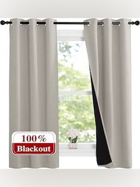 NICETOWN Natural Blackout Curtains Natural 84inchs